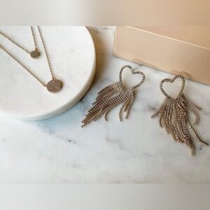 Park Lane Gold Heart Fringe Earrings